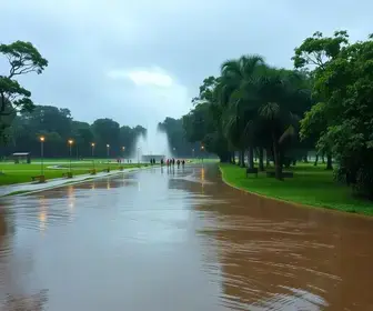 chuva alaga o Parque Barigui